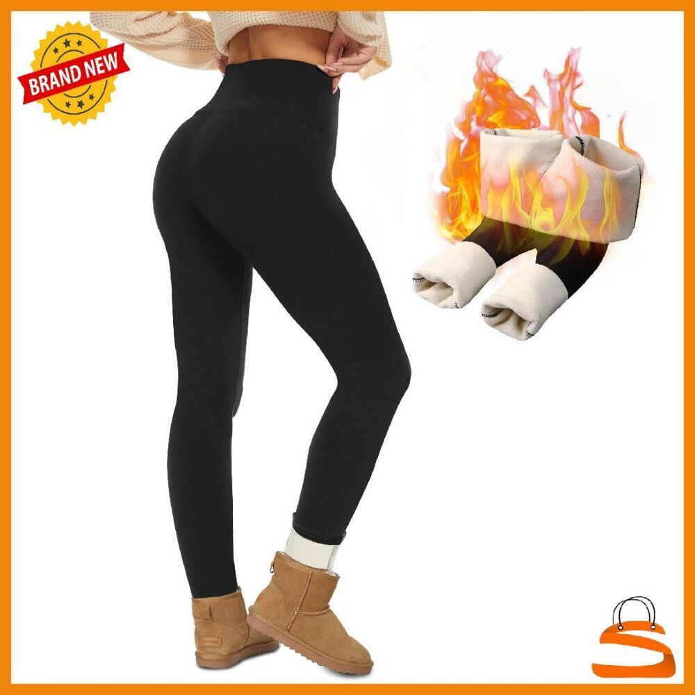 Fleece Lined Thermal Leggings High Waisted Tummy Control Winter Warm Pants